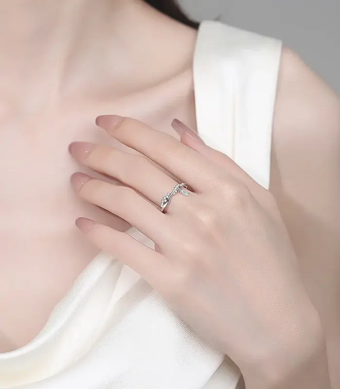 Anillo de moissanita marquesa de plata de ley 925 TY para mujer, 0,21 ct, D VVS1, anillo de boda de moissanita, joyería de moda 2