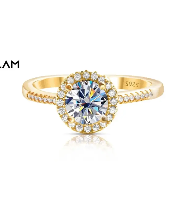 Anillo de hadas redondo brillante de moissanita de Color 1CT D, anillo Noble de plata pura 925, joyería para mujer para fiestas de boda, regalos de San Valentín 2