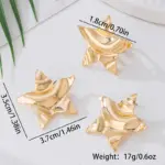 Conjunto de Pendientes Grandes de Moda Avant-Garde Gold Star con Textura Arrugada Única, Anillo Elegante, Colección de Joyería Distintiva para Fiesta 6