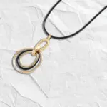 Juego de Joyería Elegante y Moderno de 3 Piezas para Mujer, Collar Largo con Doble Aro, Gargantilla Clásica de Metal, Uso Diario Informal, Aretes Dorados, Regalo 4