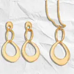 Conjunto de Joyería Geométrica Hueca Irregular, Collar con Colgante de Lágrima Triple Entrelazada y Pendientes Colgantes, Estilo Minimalista Europeo Americano 2