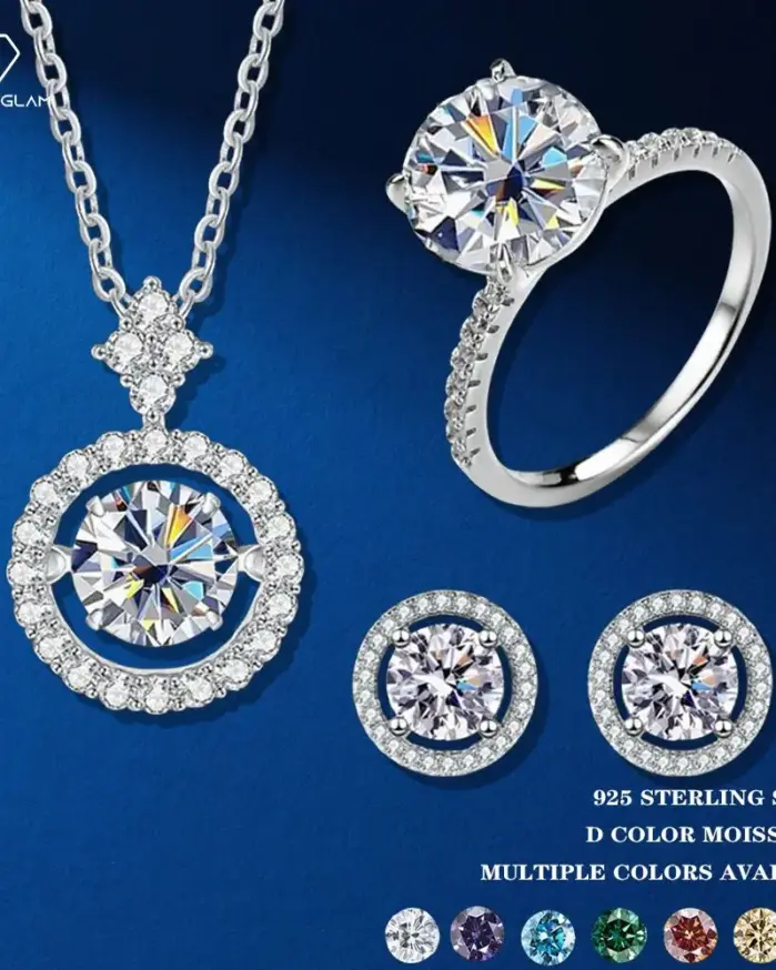 TY Moissanite-Conjunto de anillo y pendientes, joyería fina de Plata de Ley 925, regalo con certificado GRA, venta al por mayor 1