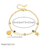 DIEYURO Tobillera de doble capa de acero inoxidable 316L con colgante de estrella de mar y circonita redonda blanca y negra, nueva joyería para mujer 2