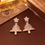 Juego de Joyería Vintage Elegante de 3 Piezas para Mujer, Collar con Árbol de Navidad Colorido, Gargantilla de Cristal Brillante, Aretes de Novia para Boda, Fiesta 3