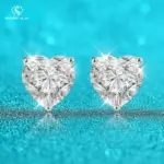 TY 1CT pendientes de tuerca de moissanita de plata 925 con corte de corazón para mujer, joyería de novia de plata de ley S925 con diamantes de laboratorio de calidad de lujo 1