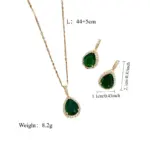 Juego de Joyería Elegante y Moderno de 3 Piezas para Mujer, Collar con Gota de Agua Verde, Gargantilla de Metal Clásica, Aretes para Uso Diario Informal, Regalo 6