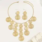 Set de Joyería de 3 Piezas con Discos Dorados para Mujer, Collar con Flecos en Cascada y Pendientes Colgantes con Monedas Texturizadas, Joyería Boho de Moda, Regalo 2