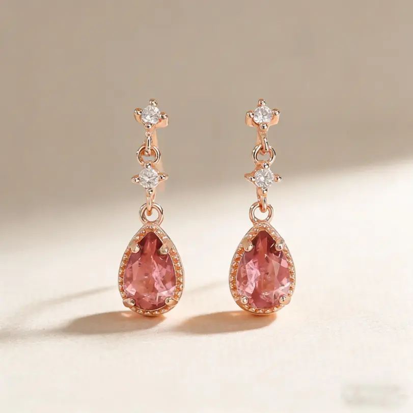 Pendientes colgantes de moissanita de plata de ley 925 TY 0,5 CT para mujer, pendientes de turmalina de oro rosa, joyería fina D VVS1 1 Pendientes colgantes de moissanita de plata de ley 925 TY 0,5 CT para mujer, pendientes de turmalina de oro rosa, joyería fina D VVS1 1