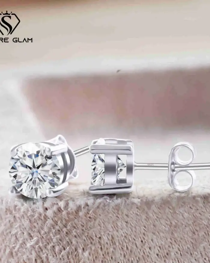 Pendientes redondos simples de Plata de Ley 925, pendientes de hadas de moissanita de Color 0,1-3CT D, accesorios para mujer para fiesta de San Valentín 1