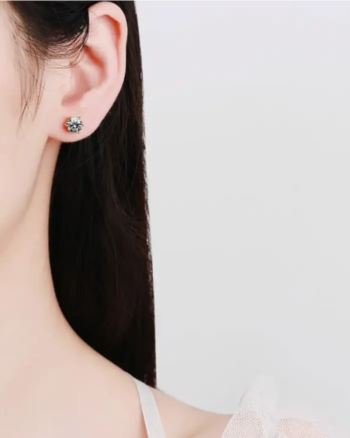Pendientes de moissanita de Plata de Ley 925 1CT * 2 D VVS1, pendientes de tuerca con tornillo de diamante de laboratorio de corte redondo para mujer, pendientes de regalo de joyería 2