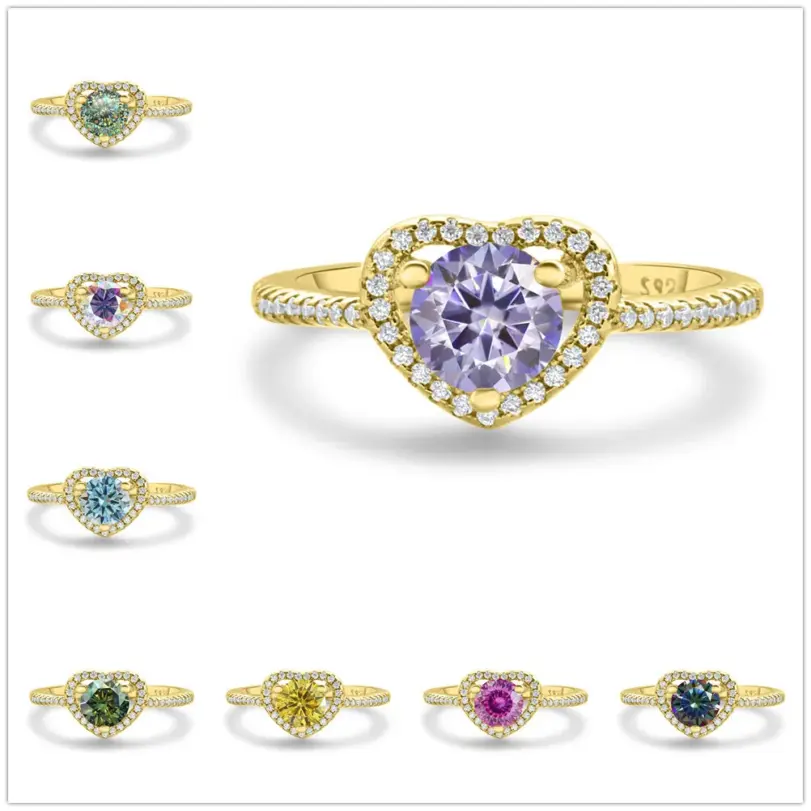 Anillo de joyería de moda 1CT D Color Moissanite anillo de amor Real 925 joyería de hadas de plata pura regalo de mujer para boda Día de San Valentín 1 Anillo de joyería de moda 1CT D Color Moissanite anillo de amor Real 925 joyería de hadas de plata pura regalo de mujer para boda Día de San Valentín 1