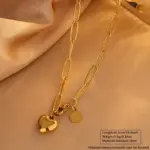 Conjunto de Joyería Dorada de Moda 2026: Collar de Cadena de Eslabones Audaces y Pulsera con Dije de Corazón Brillante – Combinación Clásica para Bodas 5