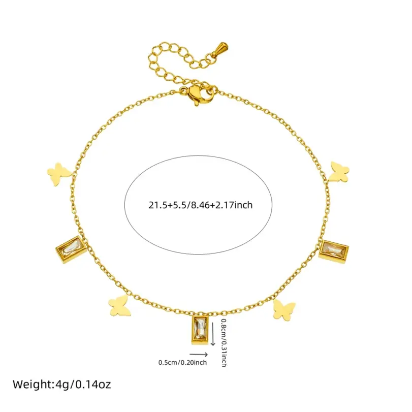 DIEYURO-tobilleras cuadradas de mariposa dorada de acero inoxidable 316L para mujer, cadenas para pies de nueva tendencia, joyería antioxidante, regalo de vacaciones 2