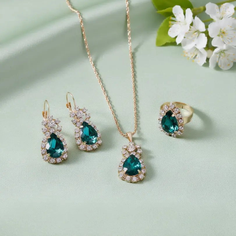 Conjunto de joyería Vintage elegante para mujer, collar con estilo de gota de agua, gargantilla de cristal brillante, pendientes de boda para fiesta, 4 Uds. 1 Conjunto de joyería Vintage elegante para mujer, collar con estilo de gota de agua, gargantilla de cristal brillante, pendientes de boda para fiesta, 4 Uds. 1