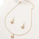 Juego de Joyería Elegante y Moderno de 3 Piezas para Mujer, Collar con Estrella Dorada y Sol, Gargantilla Brillante con Cristales, Aretes para Uso Diario Informal, Regalo 5