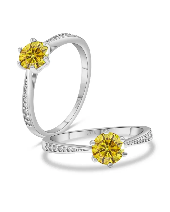 Anillo clásico de Plata de Ley 925 brillante, anillo de moissanita de Color 1CT D para mujer, joyería fina para fiesta de boda para el Día de San Valentín 2