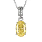 Juego de Joyería Vintage Elegante de 3 Piezas para Mujer, Collar con Forma de Huevo Amarillo, Gargantilla de Cristal Brillante, Aretes de Novia para Boda, Fiesta 3