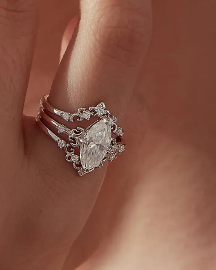 Anillo de moissanita en forma de pera de 2 quilates TY, plata de ley S925, estilo vintage, anillo de diamantes para mujer, joyería fina. 2