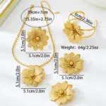 Conjunto de joyería Vintage elegante para mujer, collar de flores con temperamento dorado, Gargantilla, pulsera de boda nupcial, regalo de fiesta, 5 uds. 5
