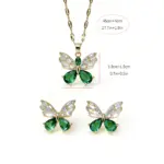 Conjunto de Joyería Romántico con Mariposas Verdes, Elegante Collar con Colgante de Circonio, Pendientes, Combinación de Joyería de Hadas a la Moda para Mujer, Regalo 5