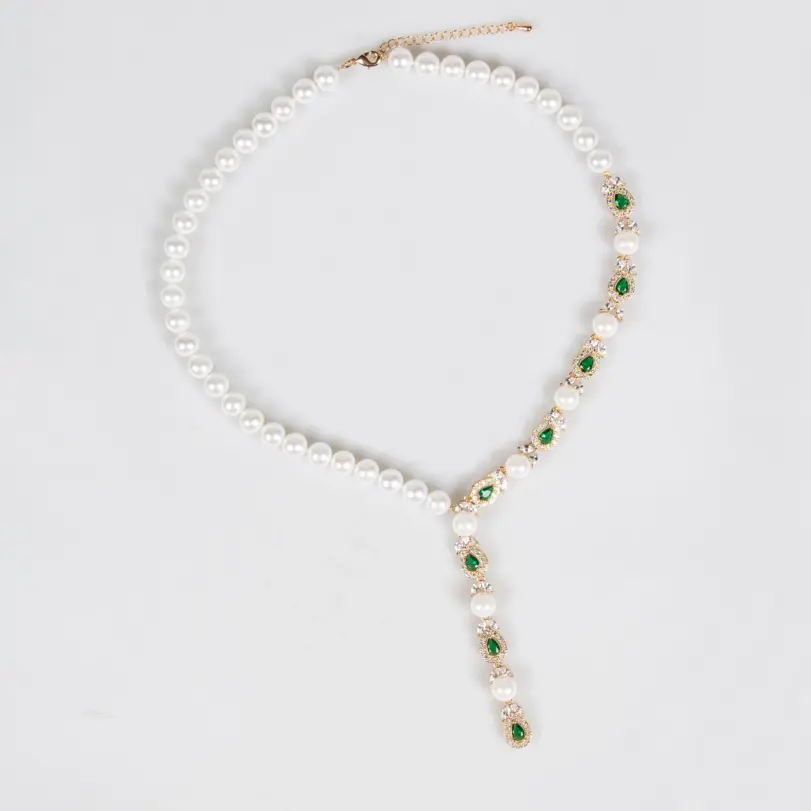 Juego de Joyería Vintage Elegante de 3 Piezas para Mujer, Collar de Perlas de Lujo, Gargantilla de Cristal Brillante, Aretes de Novia para Boda, Fiesta 3