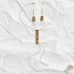 Juego de Joyería Vintage Elegante de 3 Piezas para Mujer, Collar con Pedrería Colorida, Gargantilla de Cristal Brillante, Aretes para Novia, Boda, Fiesta 3