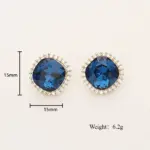 Juego de Joyería Vintage Elegante de 3 Piezas para Mujer, Collar con Cristales Azules, Gargantilla Brillante, Aretes de Cristal para Novia, Boda, Fiesta 6