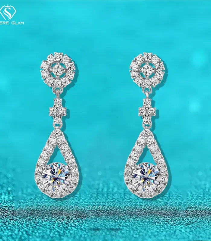 Pendientes TY de Plata de Ley 925 con moissanita para mujer, 1 CT D VVS1, circonita moissanita, pendientes colgantes multicolores, joyería de lujo 1