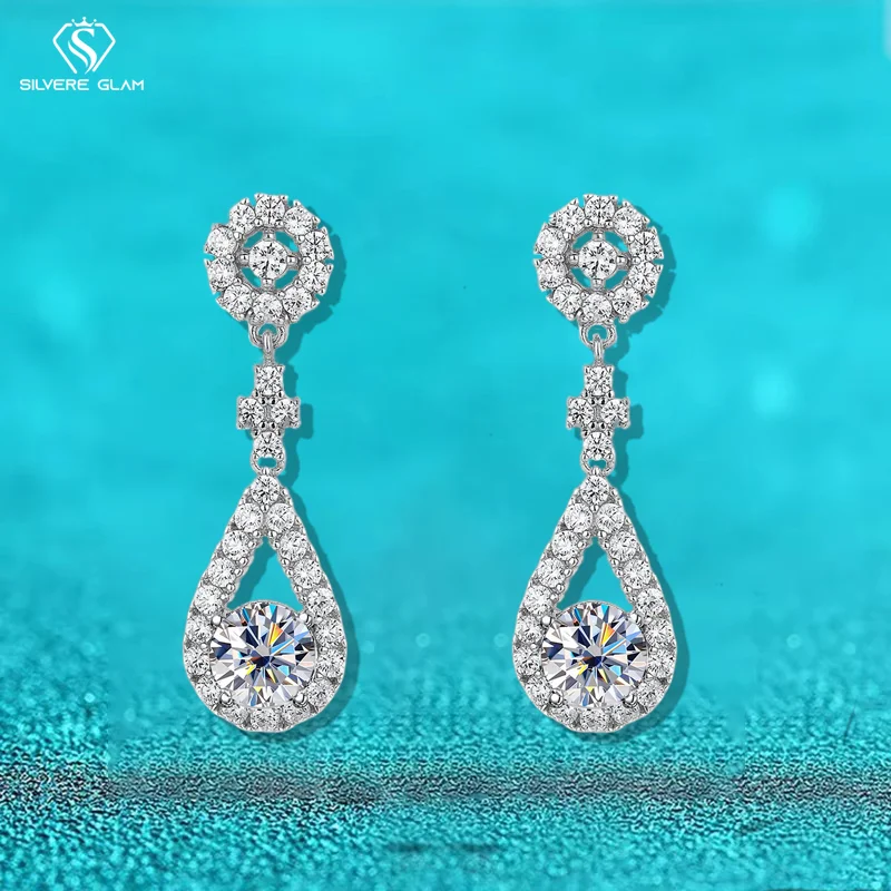 Pendientes TY de Plata de Ley 925 con moissanita para mujer, 1 CT D VVS1, circonita moissanita, pendientes colgantes multicolores, joyería de lujo 1 Pendientes TY de Plata de Ley 925 con moissanita para mujer, 1 CT D VVS1, circonita moissanita, pendientes colgantes multicolores, joyería de lujo 1