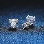 TY 1CT pendientes de tuerca de moissanita de plata 925 con corte de corazón para mujer, joyería de novia de plata de ley S925 con diamantes de laboratorio de calidad de lujo 3