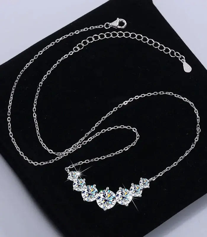 Collar de moissanita TY para mujer, joyería fina de boda con certificados, collar de oro blanco de 18k chapado en plata esterlina 925 2