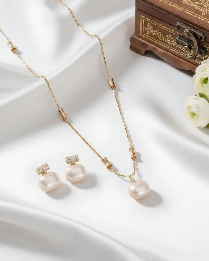 Juego de Joyería Vintage Elegante de 3 Piezas para Mujer, Collar con Nudo de Bambú y Perlas de Azúcar, Gargantilla de Cristal Brillante, Aretes para Novia, Boda, Fiesta 1