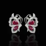 Conjunto de joyería Vintage elegante para mujer, collar de mariposa de rubí, gargantilla de cristal brillante, pendientes de boda para fiesta, 3 uds. 5