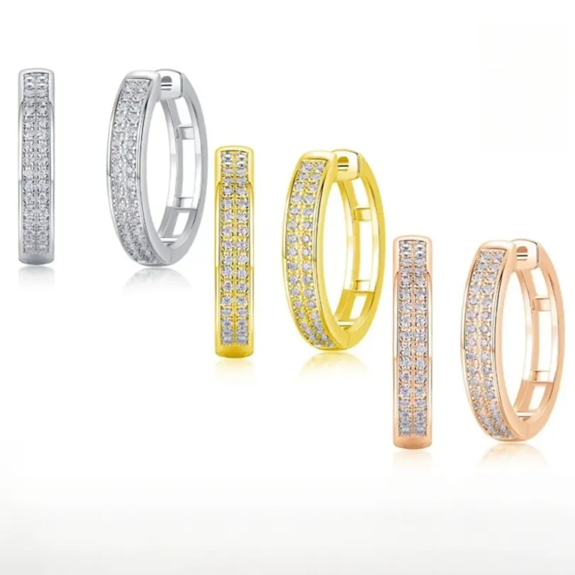 Pendientes de moissanita doble brillante TY, plata de ley S925, D VVS1, joyería fina de moissanita para mujer, pendientes de oro rosa 1 Pendientes de moissanita doble brillante TY, plata de ley S925, D VVS1, joyería fina de moissanita para mujer, pendientes de oro rosa 1