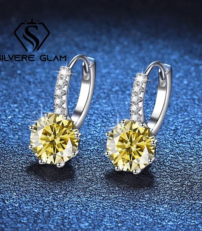 Pendientes de moissanita de Color, pendientes de aro para mujer, diamante de laboratorio, Plata de Ley 925, joyería fina brillante para boda, venta al por mayor 2