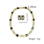 Juego de Joyería Elegante y Moderno de 3 Piezas para Mujer, Collar Estilo Corte en Oro Negro, Gargantilla Clásica, Aretes para Uso Diario Informal, Regalo 5