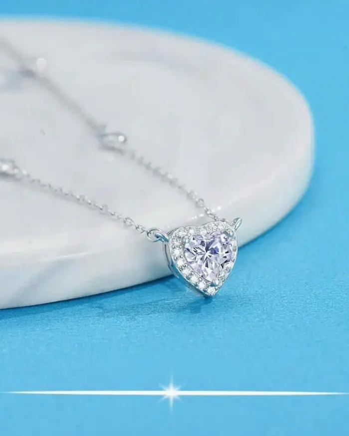 TY 0.8CT Moissanite-collar de plata de ley 925 para mujer, colgante de corazón, Color D, joyería fina brillante, diamante de laboratorio 2