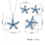 Conjunto de joyería Vintage elegante para mujer, collar de estrella de mar de zafiro, gargantilla de cristal brillante, pendientes de boda para fiesta, 4 Uds. 6
