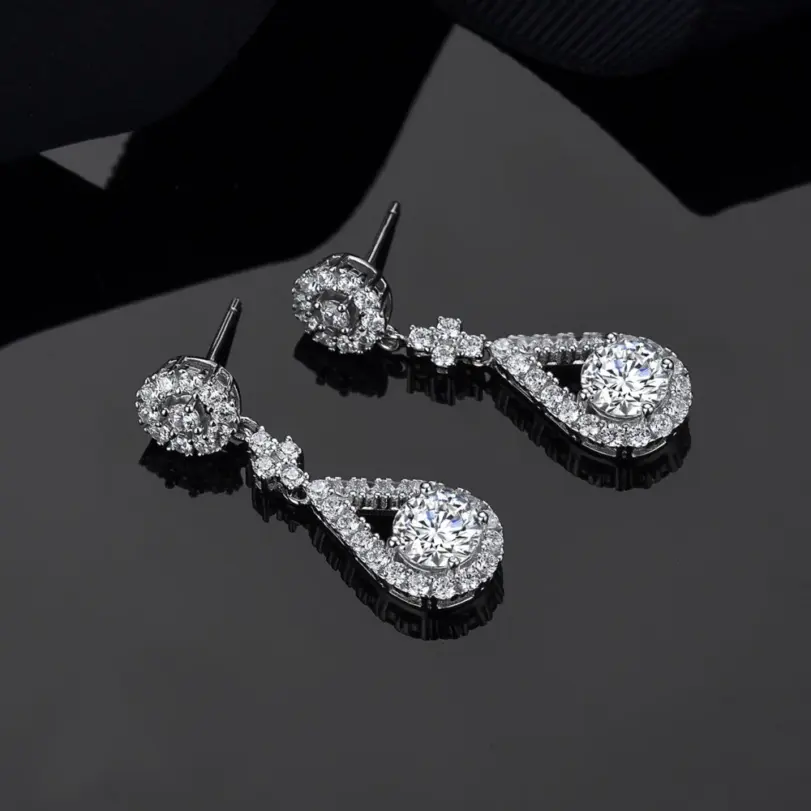 Pendientes TY de Plata de Ley 925 con moissanita para mujer, 1 CT D VVS1, circonita moissanita, pendientes colgantes multicolores, joyería de lujo 3