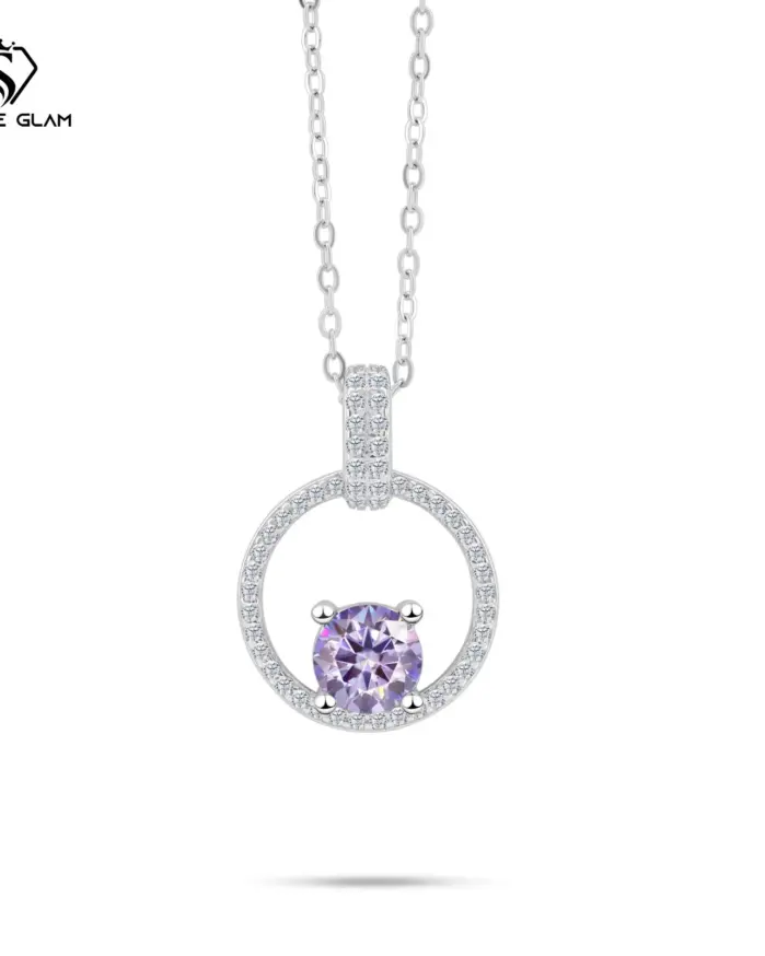 Collar circular de Plata de Ley 925 con brillo, 1CT, Color D, moissanita, collar de mujer para boda, familia, amigo, regalo, joyería fina 2