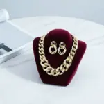 Juego de Joyería Elegante y Moderno de 3 Piezas para Mujer, Collar de Círculo con Cordón, Gargantilla Acrílica Clásica, Aretes para Uso Diario Informal, Regalo 1