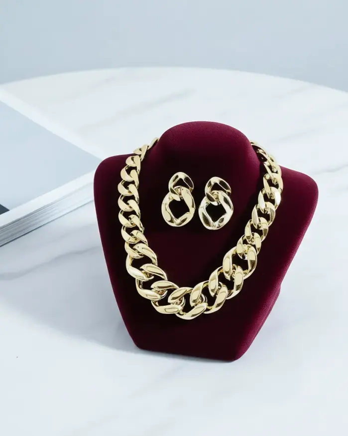 Juego de Joyería Elegante y Moderno de 3 Piezas para Mujer, Collar de Círculo con Cordón, Gargantilla Acrílica Clásica, Aretes para Uso Diario Informal, Regalo 1