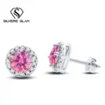 Pendiente brillante de plata de ley S925, 1*2CT, Color D, moissanita, pendientes clásicos para Piercing para mujer, joyería fina para fiesta de boda 2
