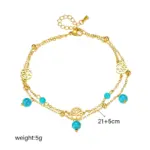 DIEYURO-tobilleras de acero inoxidable 316L para mujer y niña, cadena de pierna, multicapa, redonda, árbol, piedra verde, joyería impermeable, nueva tendencia 2