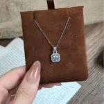 Collar cuadrado clásico de Plata de Ley 925 para mujer, joyería de lujo, moissanita de 1 quilate, collar deslumbrante de Color D para fecha a juego 3