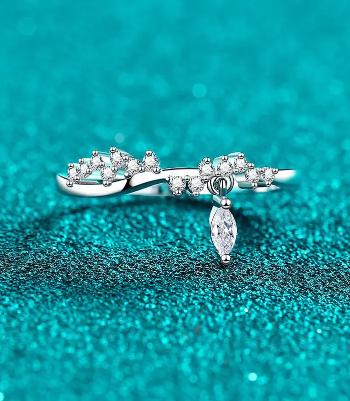 Anillo de moissanita marquesa de plata de ley 925 TY para mujer, 0,21 ct, D VVS1, anillo de boda de moissanita, joyería de moda 1