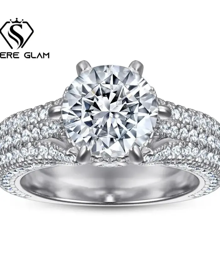 Anillo de moissanita de Color 2CT D, gran oferta, joyería occidental de Plata de Ley 925, anillos para mujer para regalos de boda y cumpleaños, regalos para madre 1