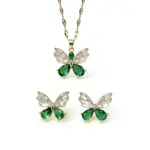 Conjunto de Joyería Romántico con Mariposas Verdes, Elegante Collar con Colgante de Circonio, Pendientes, Combinación de Joyería de Hadas a la Moda para Mujer, Regalo 6