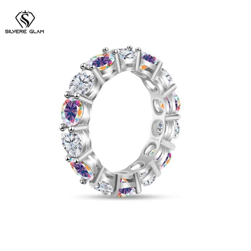 Gran oferta, anillo de plata de ley S925 0,5*14CT D Color Moissanite, joyería fina brillante, anillo para regalos de fiesta de boda para mujer 1