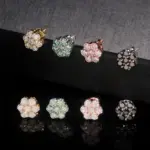 Pendientes TY Moissanite para mujer, pendientes de plata de ley 925 con forma de flor, oro rosa, Color D VVS1, joyería fina, regalo de fiesta 5